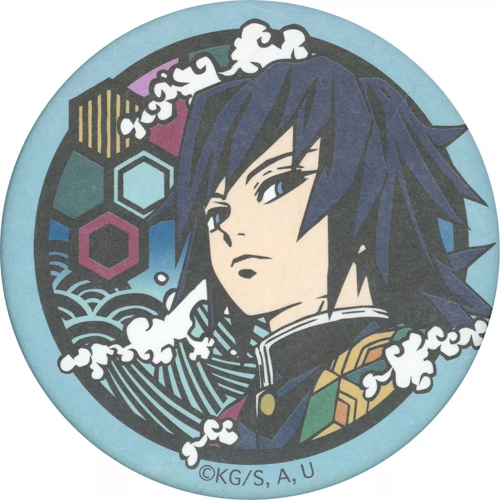 中古】バッジ・ピンズ 冨岡義勇 「鬼滅の刃 切り絵シリーズ 和紙缶