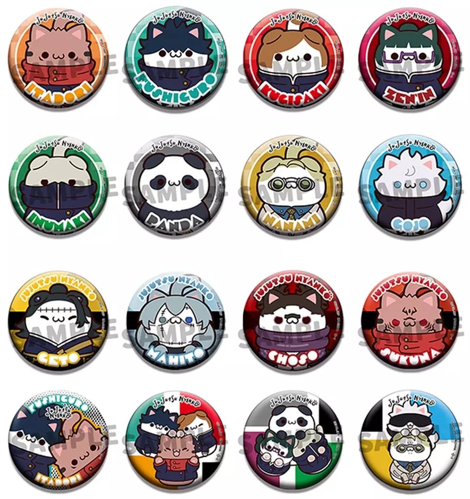 バッジ ビンズ 全16種セット MEGA CAT PROJECT 呪術廻戦 呪術ニャンコ 缶バッジコレクション