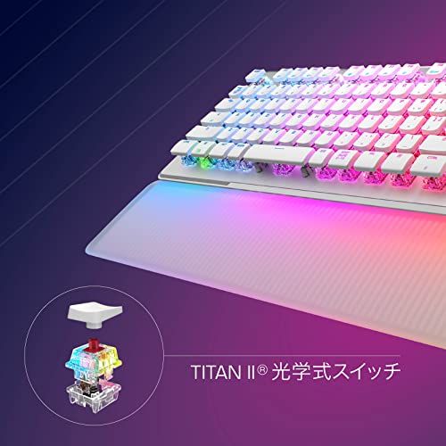 ROCCAT ゲーミングキーボード Vulcan II Max JP 日本語配列 有線 ホワイト|白 オプティカル リニア 静音 フルサイズ カスタマイズ RGB 半透明アームレスト ボリュームダイヤル 品 b 96 fd 639