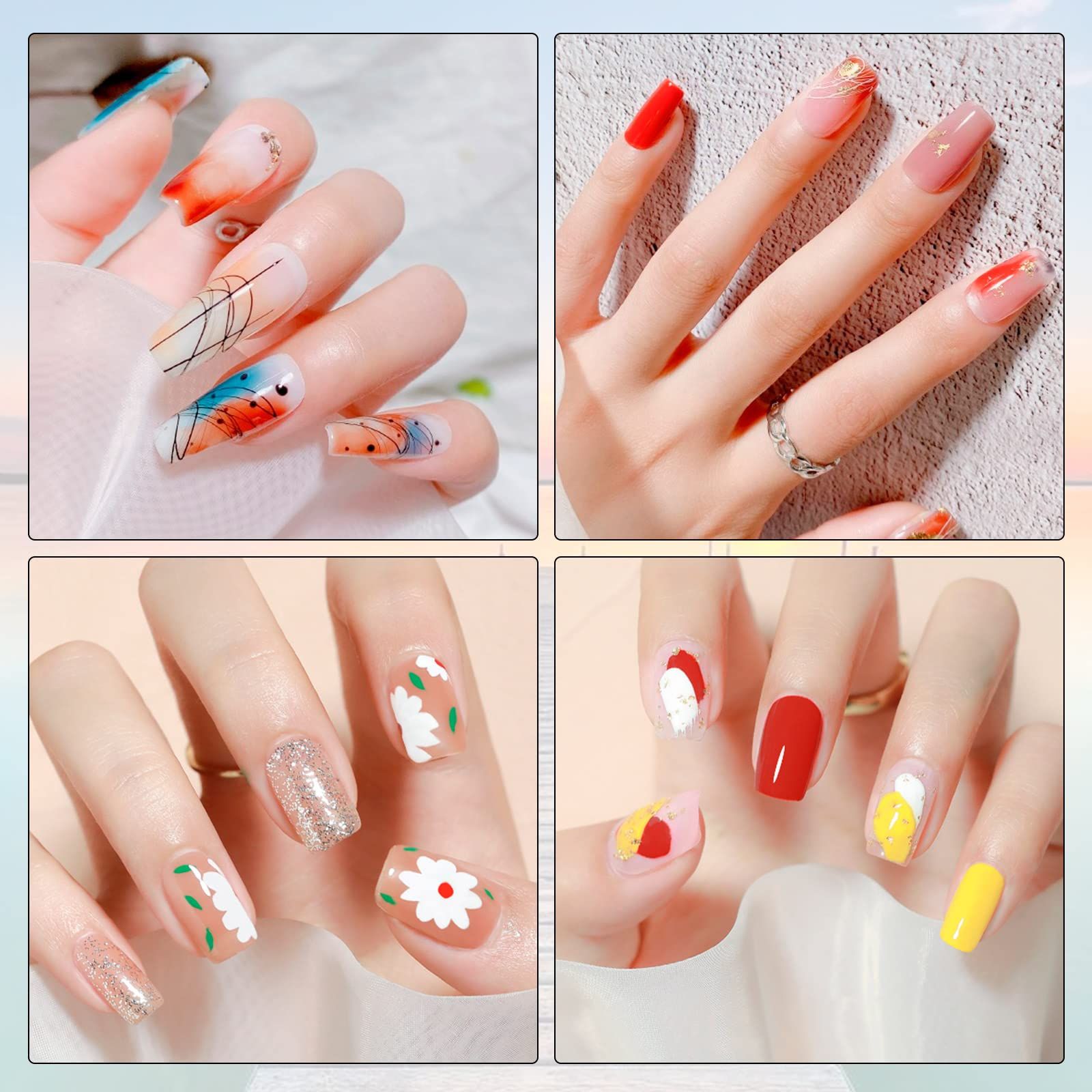 カラージェルネイルポリッシュセット 春夏 15個のネイルブラシ付きDIY