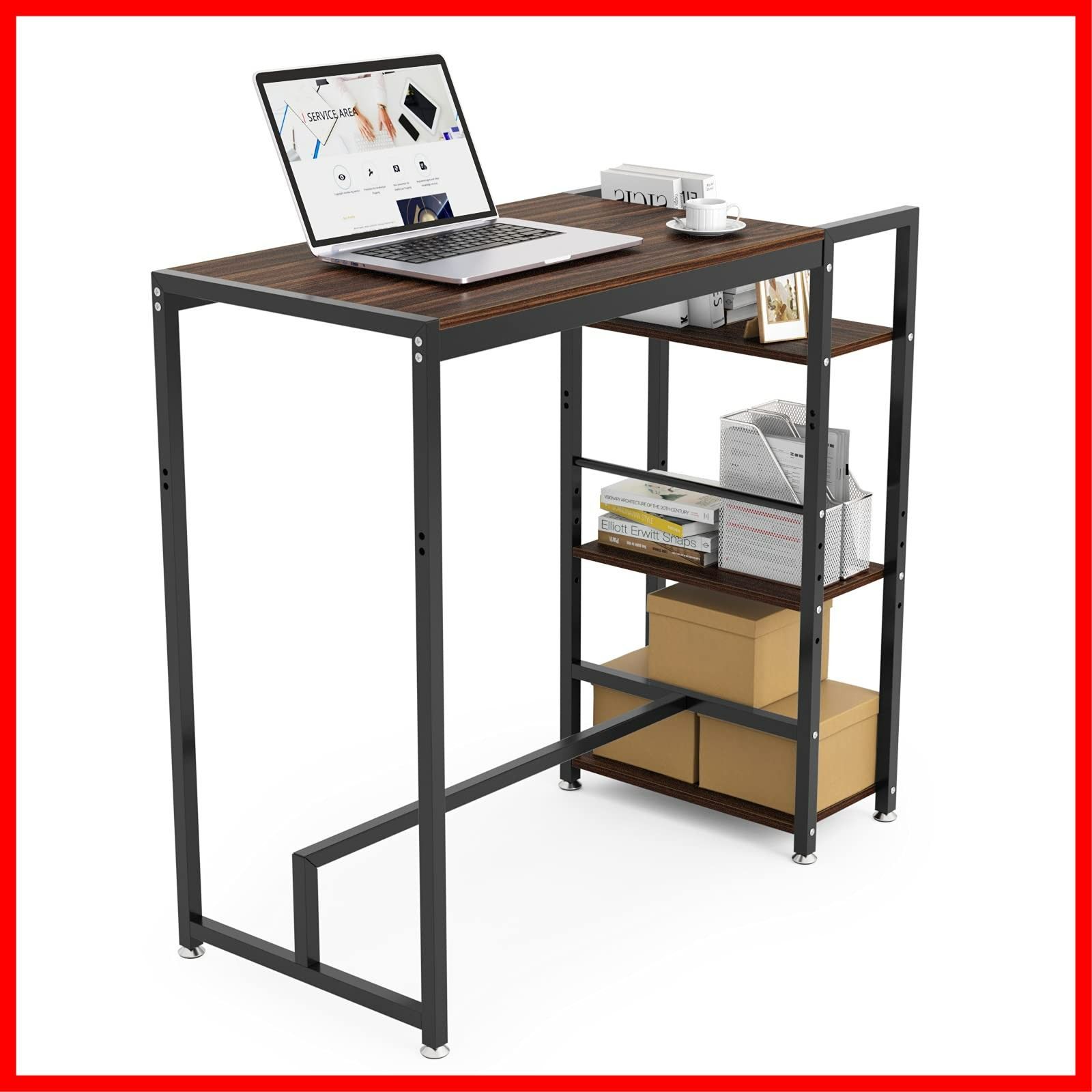 天板幅75 cm 天板高さ100|75 cm調節 テレワーク 可動棚付き 左右入替可 ハイデスク フットレスト付き メラミン加工 スタンディングデスク アジャスター付き グラつき防止 総耐荷重60 kg ワークデスク DEWEL ミーティングデスク 木製 100