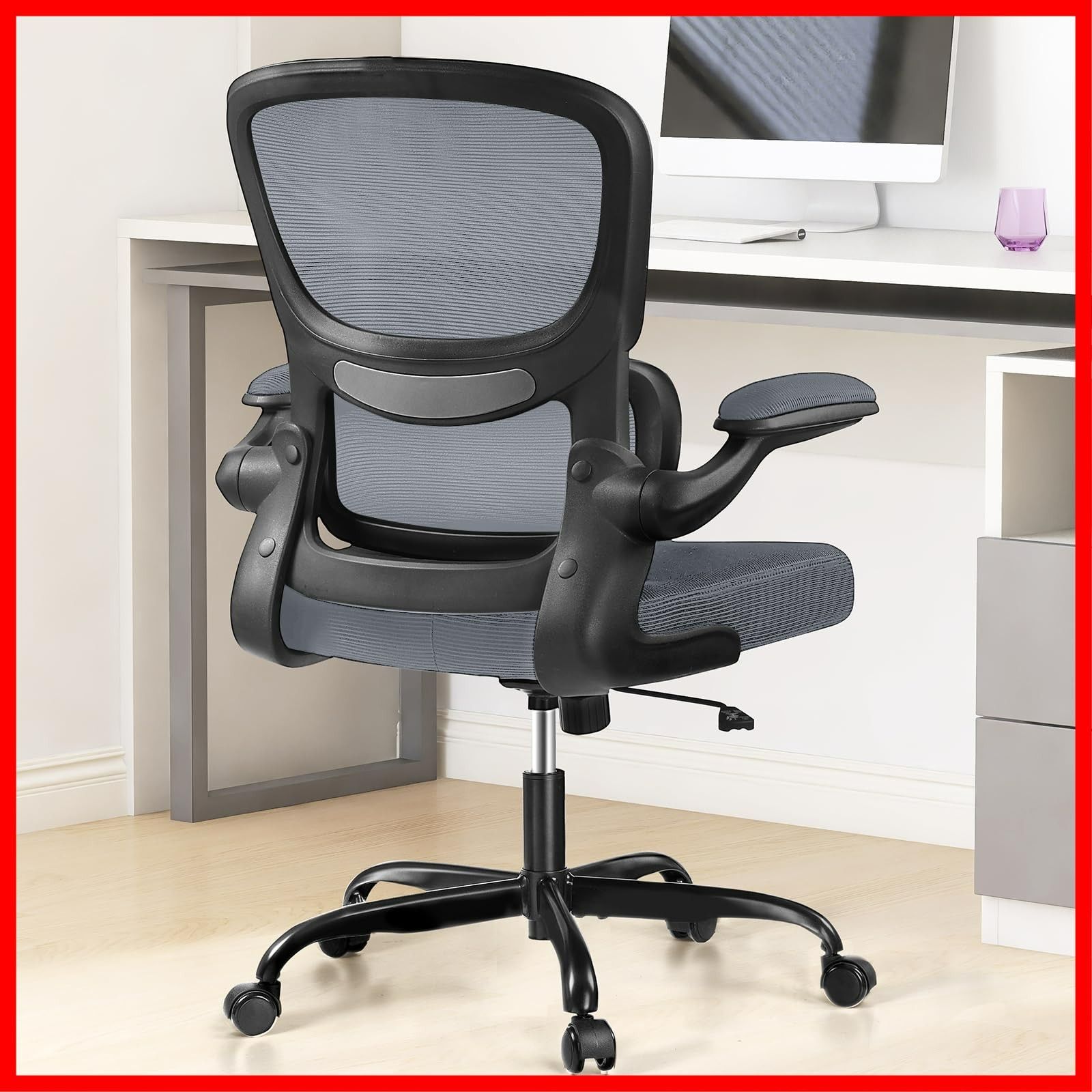 学習 360度回転 勉強 腰に良い テレワーク 疲れない 人間工学 デスクチェア イス ランバーサポート付き 跳ね上げ式アームレスト 椅子 通気性メッシュ パソコン オフィスチェア ダークグレー RZ 2202-Dark Razzor Gray