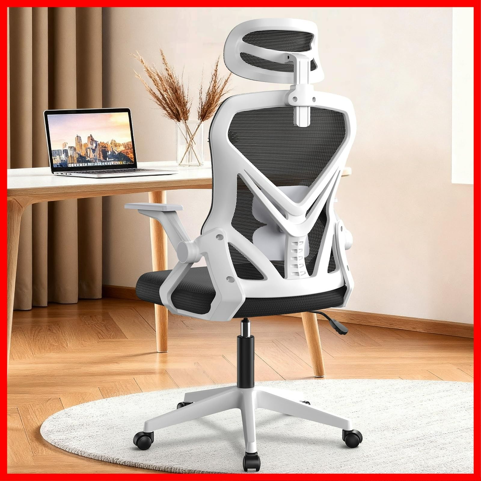 テレワーク 跳ね上げ式アームレスト 可移動腰サポート 3Dヘッドレスト