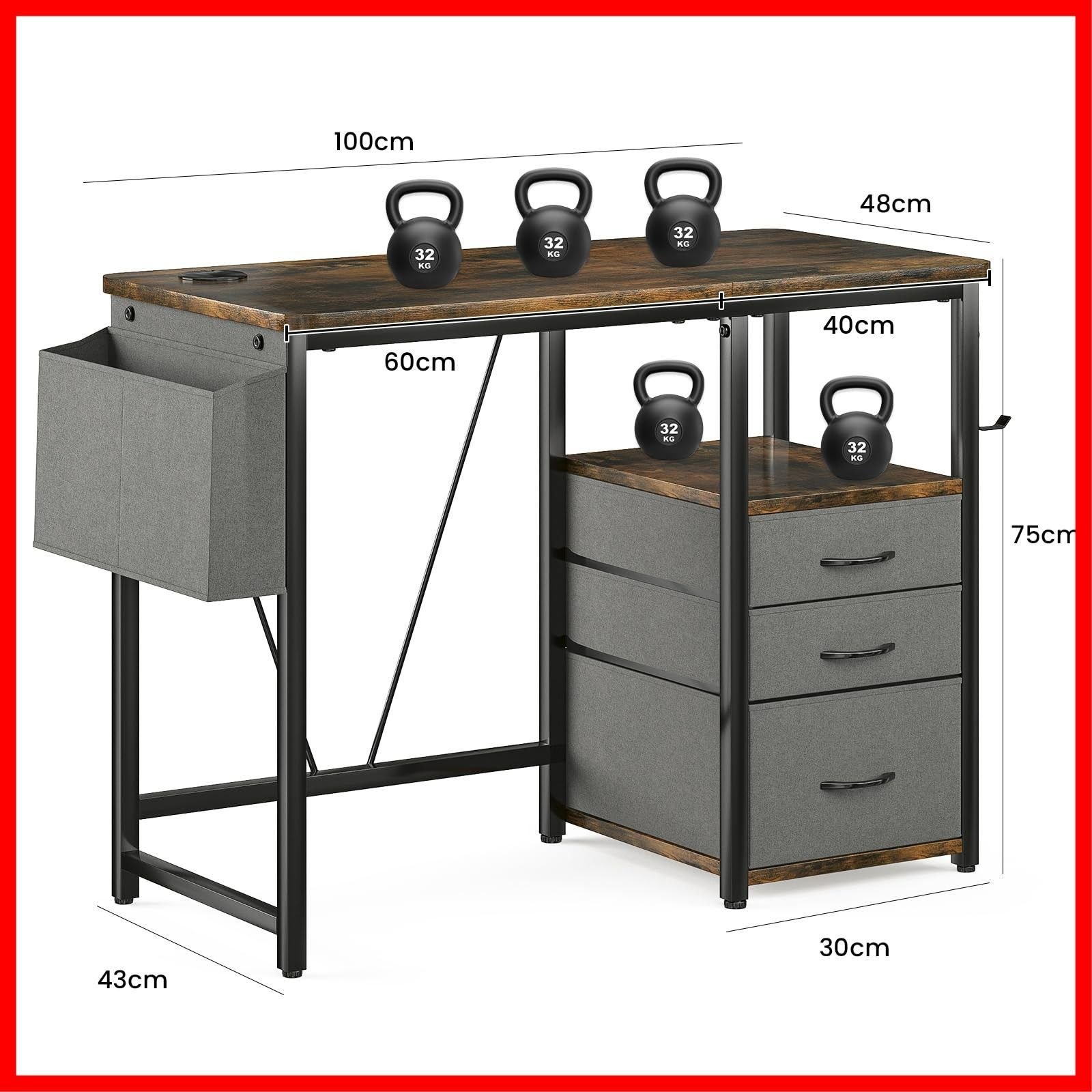 ラック付きpcデスク 幅100