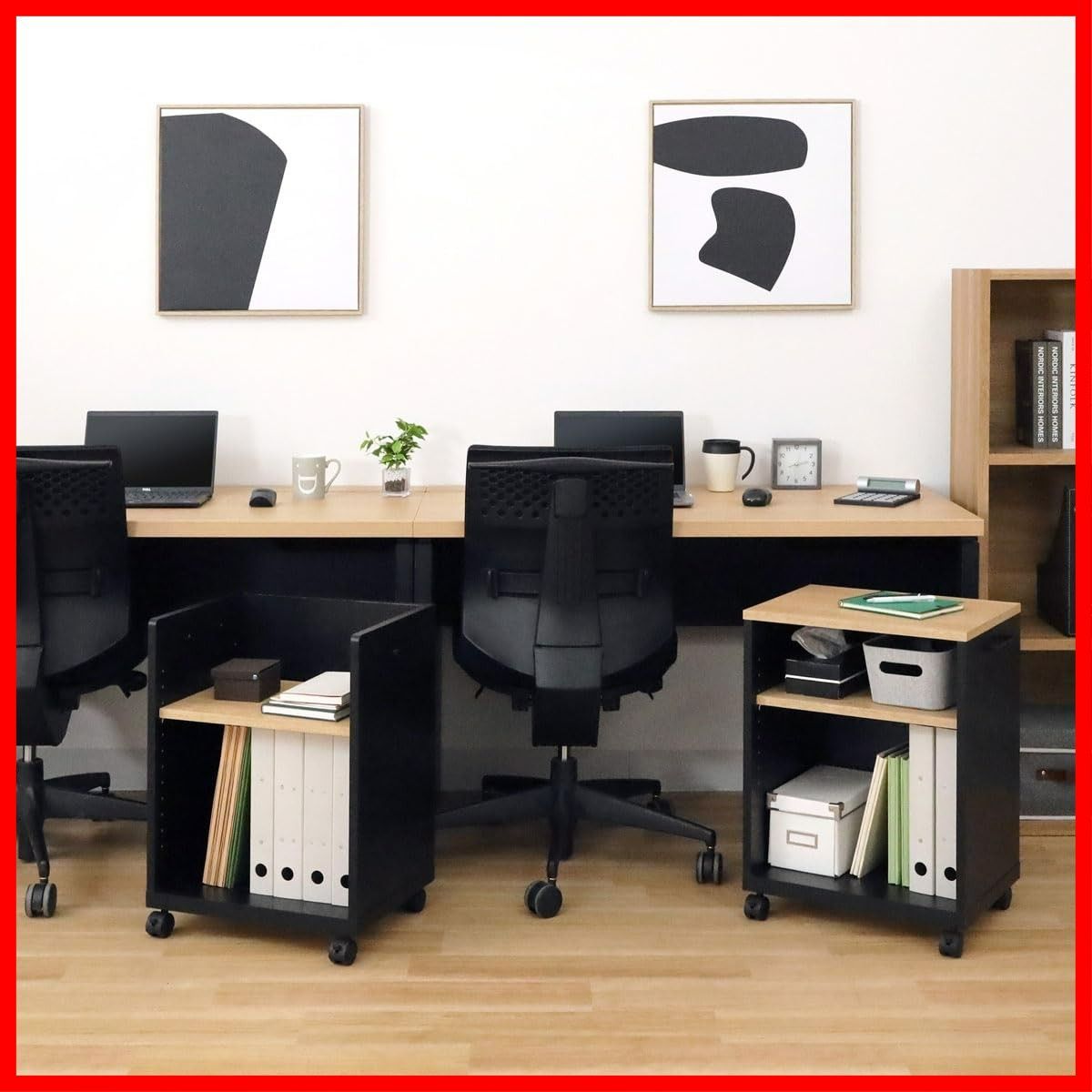  白井産業サイドワゴン ラック 幅45 cm 高さ60 ブラック単色 キャスター付 オフィス 収納 天板なしタイプ オフィス家具 オフィスコ OBK-6045 PBK その他 文房具 事務用品