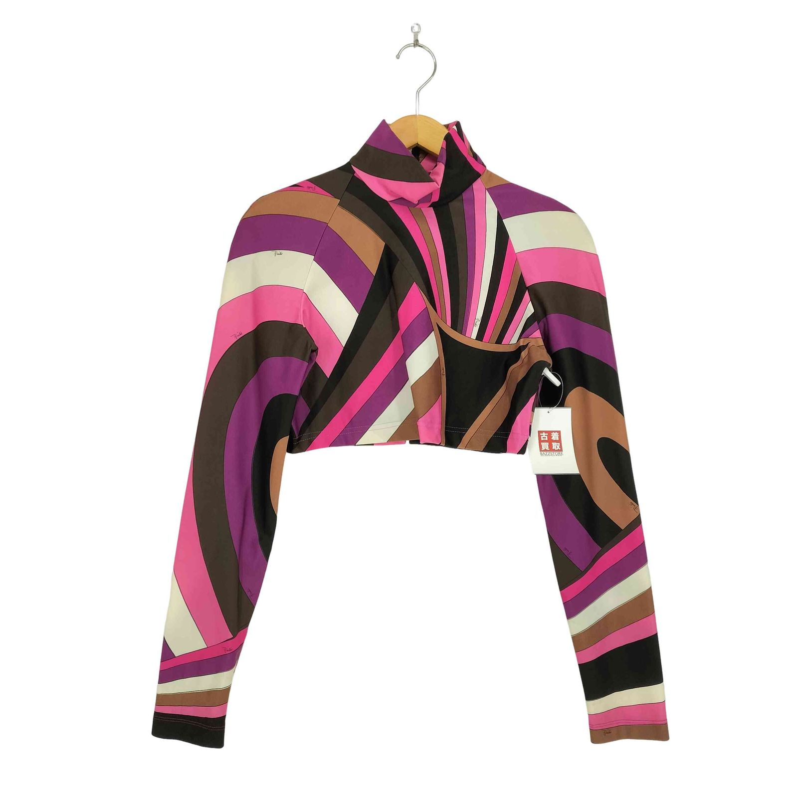 エミリオプッチ EMILIO PUCCI 総柄 クロップド ハイネック トップス 