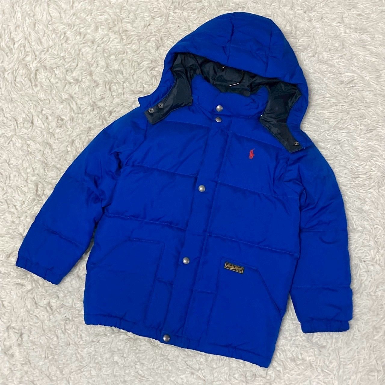 美品》POLO RALPH LAUREN キッズ ダウンジャケット ブルー 130 フード 