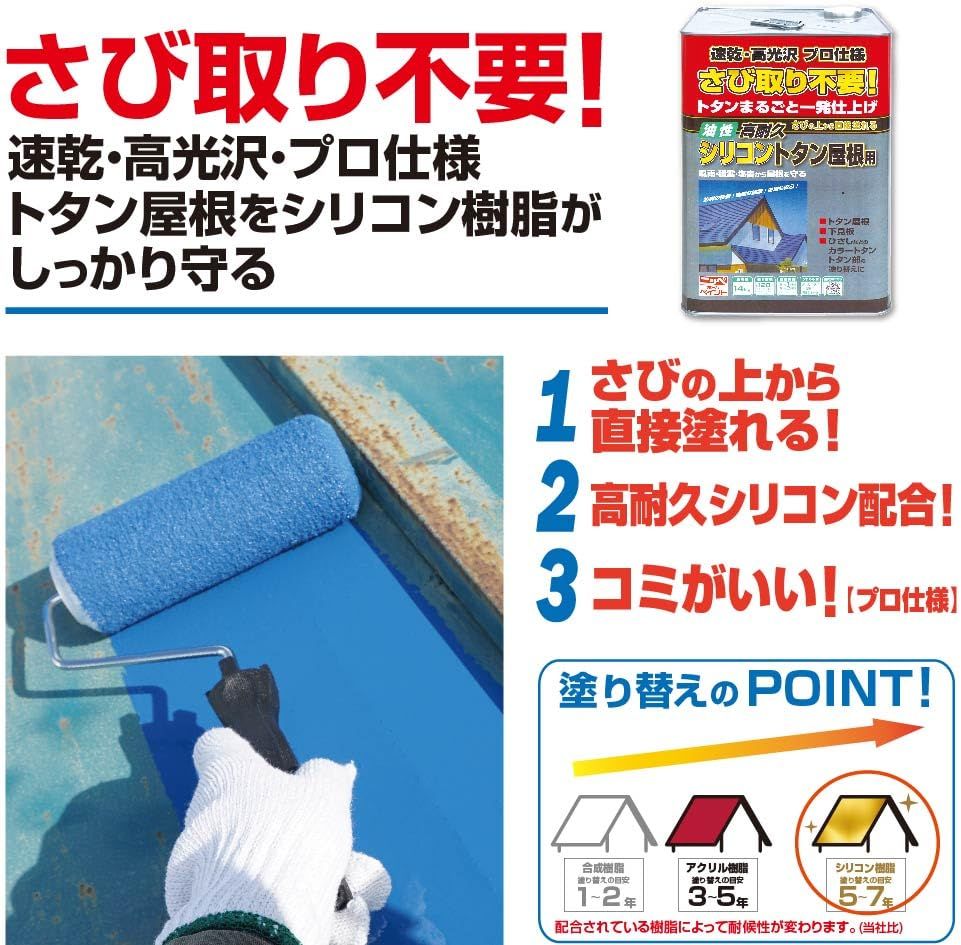 ニッペ Nippe ペンキ 塗料 高耐久シリコントタン屋根用なす紺 7 kg なす紺 ナスコン 油性 つやあり 屋外 日本製