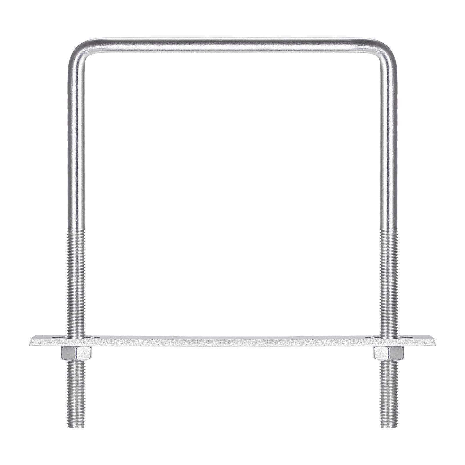 uxcell M 10 角Uボルト 内幅15 2 cm 長さ20 コ型ボルト 六角ナット付 ロックプレート付 304ステンレス 固定ベース 駐車カーポート シルバー