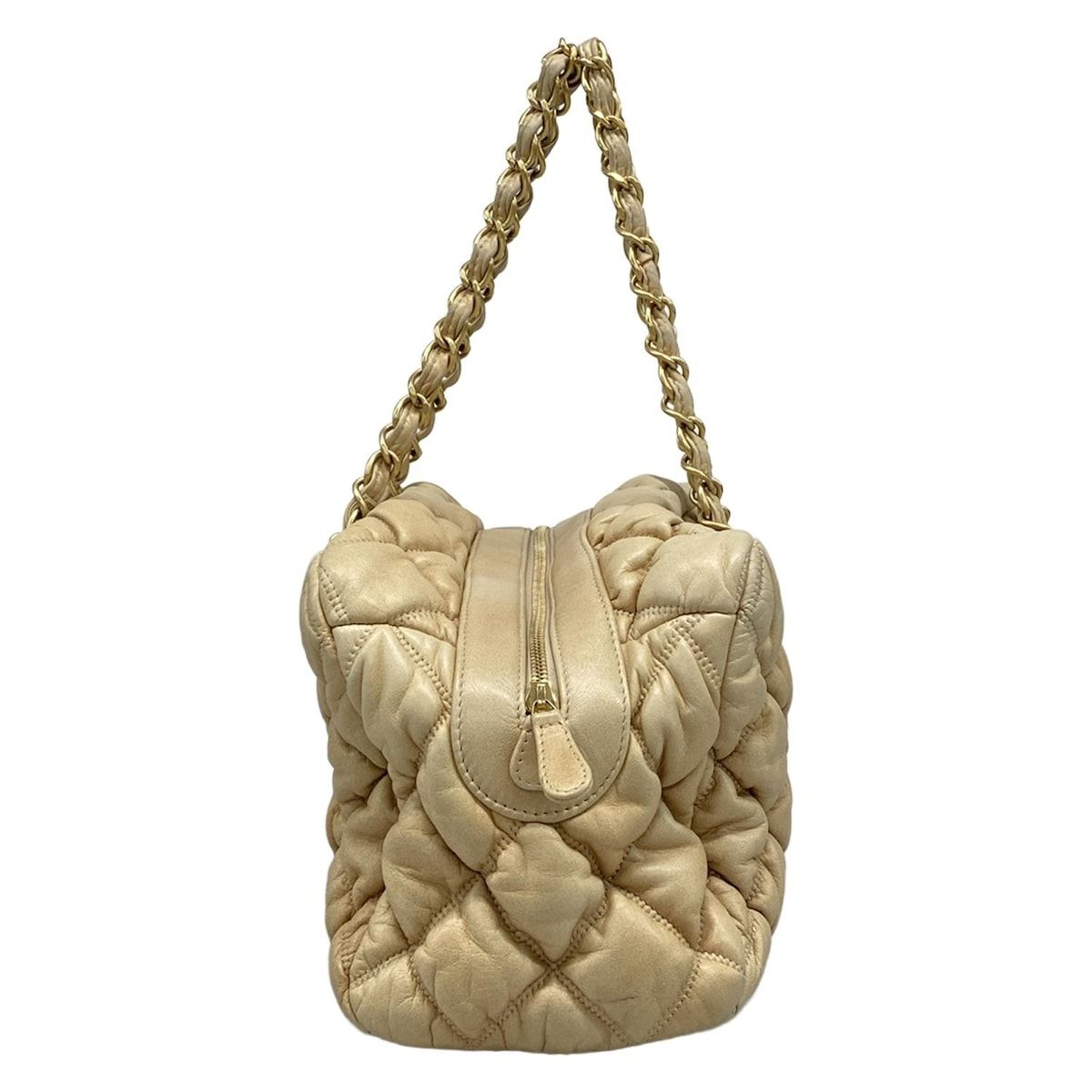 CHANEL(シャネル) ショルダーバッグ バブルキルト ベージュ チェーン