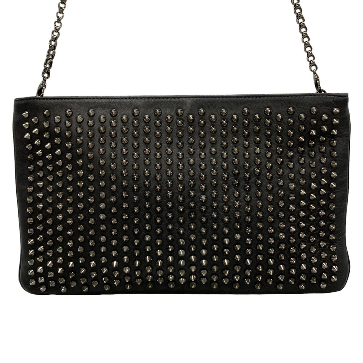 ＊＊＊ クリスチャンルブタン スタッズ付き黒ショルダーバッグ 中古・古着通販】Christian Louboutin (クリスチャン・ルブタン