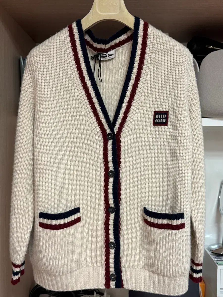 新品 MIU MIU ミュウミュウ 25FW カシミア ストライプ カーディガン