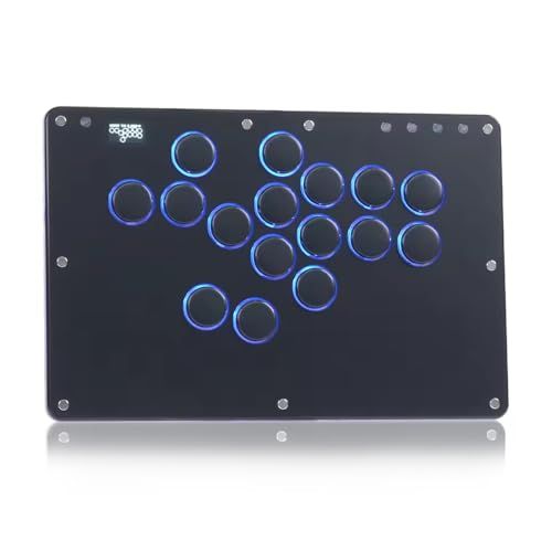 Haute 42 アケコン レバーレス レバーレスコントローラー T 16 PROブラック ボタン静音強め 押し心地絶秒 スリムで天板広め EVO 大会 膝置き可 無遅延 格闘ゲーム向け For PC Switch 2 PS 4 3 8 d 1 9980