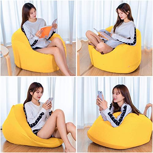  Homwarm ビーズクッション 怠惰なソファ 特大 ×35 cm 疲労解消 健康 安全 無味 カバー取り外し 洗濯 座り オールシーズン適用 0.3 mm-0.5 mm 小ビーズ 豆袋座布団 イエロー S edd 93233 その他 キッチン 食器