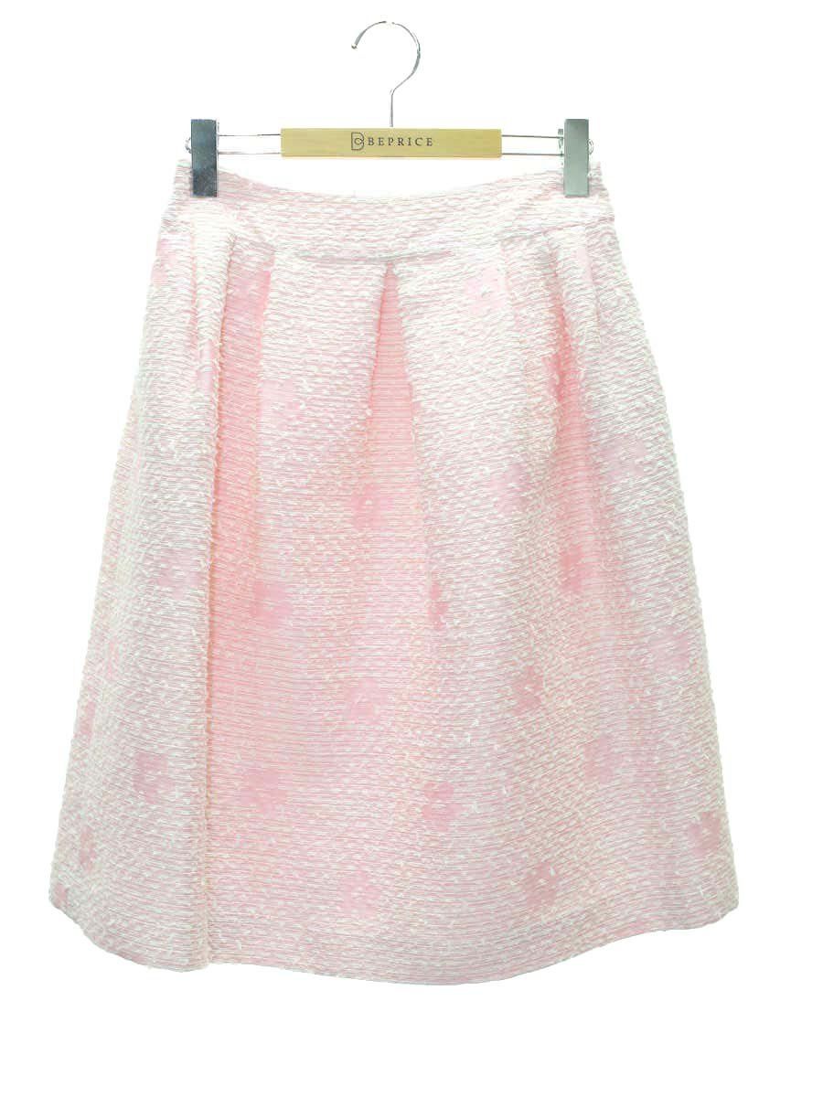 美品◎エムズグレイシー　2,8万円　手書き風薔薇柄スカート ピンク 美品◎エムズグレイシー 2,8万円 手書き風薔薇柄スカート ピンク