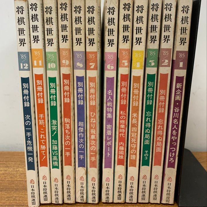 △01)【1点限り!】将棋世界 1985年/全12冊+付録7点 計19点セット/日本