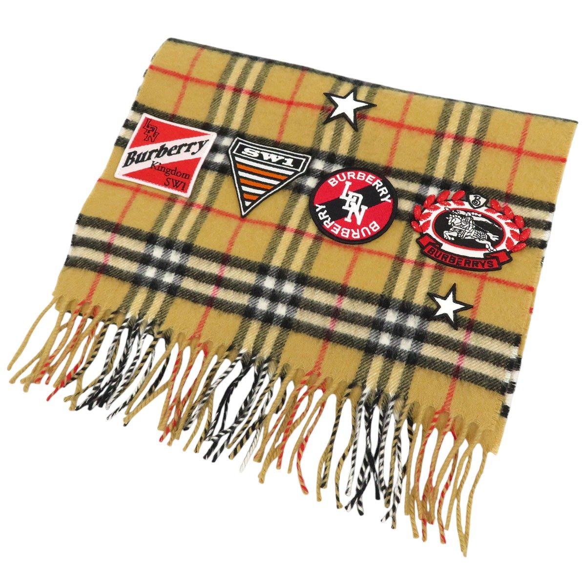 バーバリー ワッペン ヴィンテージチェック カシミヤ マフラー 8024471