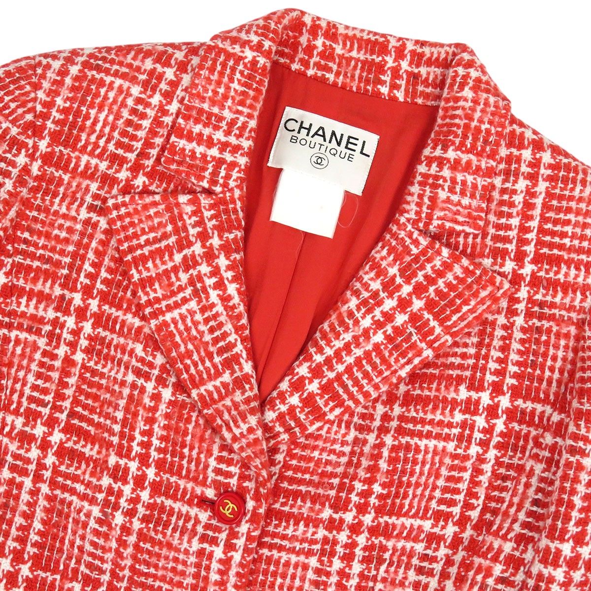 シャネル ココマーク ツイード ジャケット レディース レッド CHANEL  
