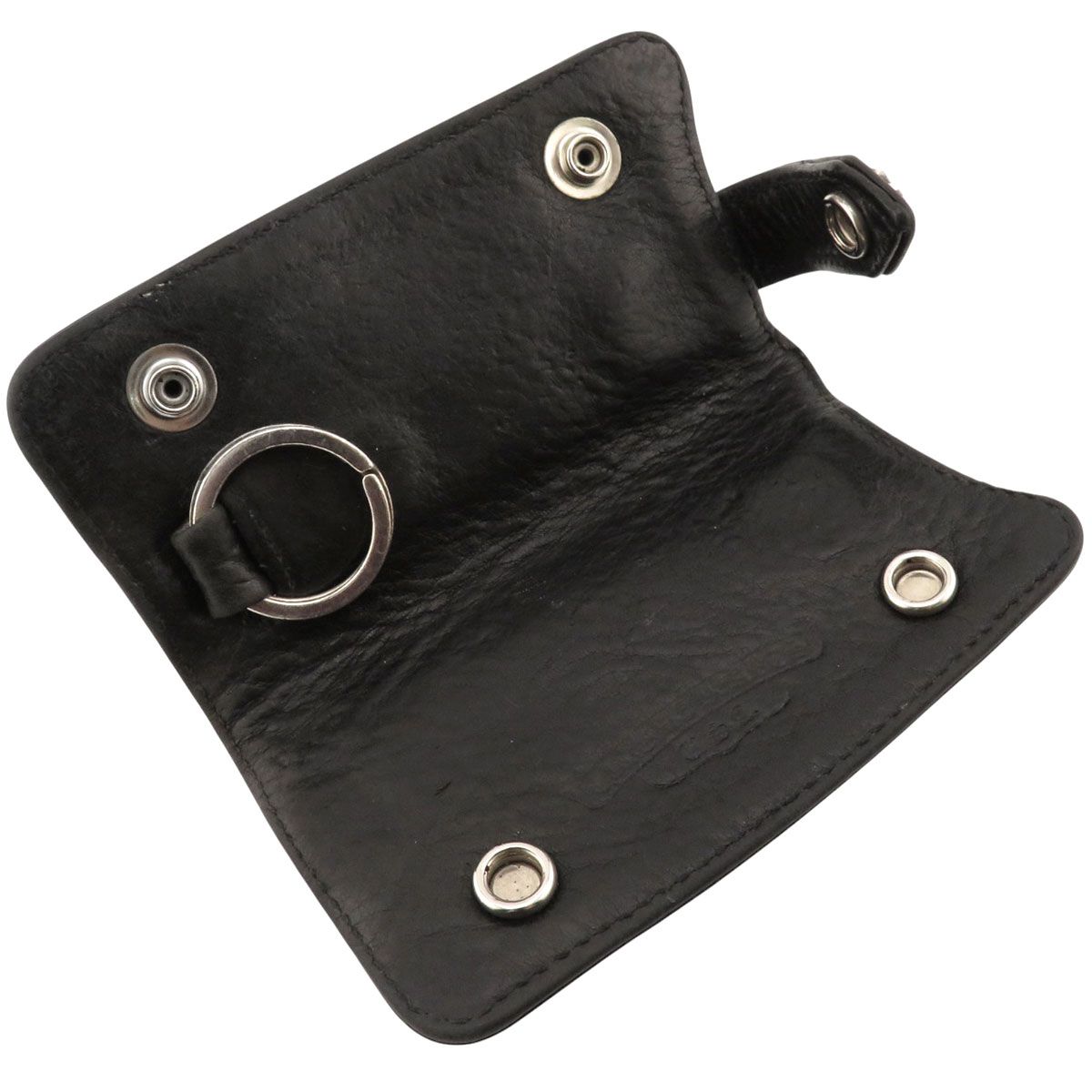 クロムハーツ クロスボタン レザー キーケース ユニセックス ブラック