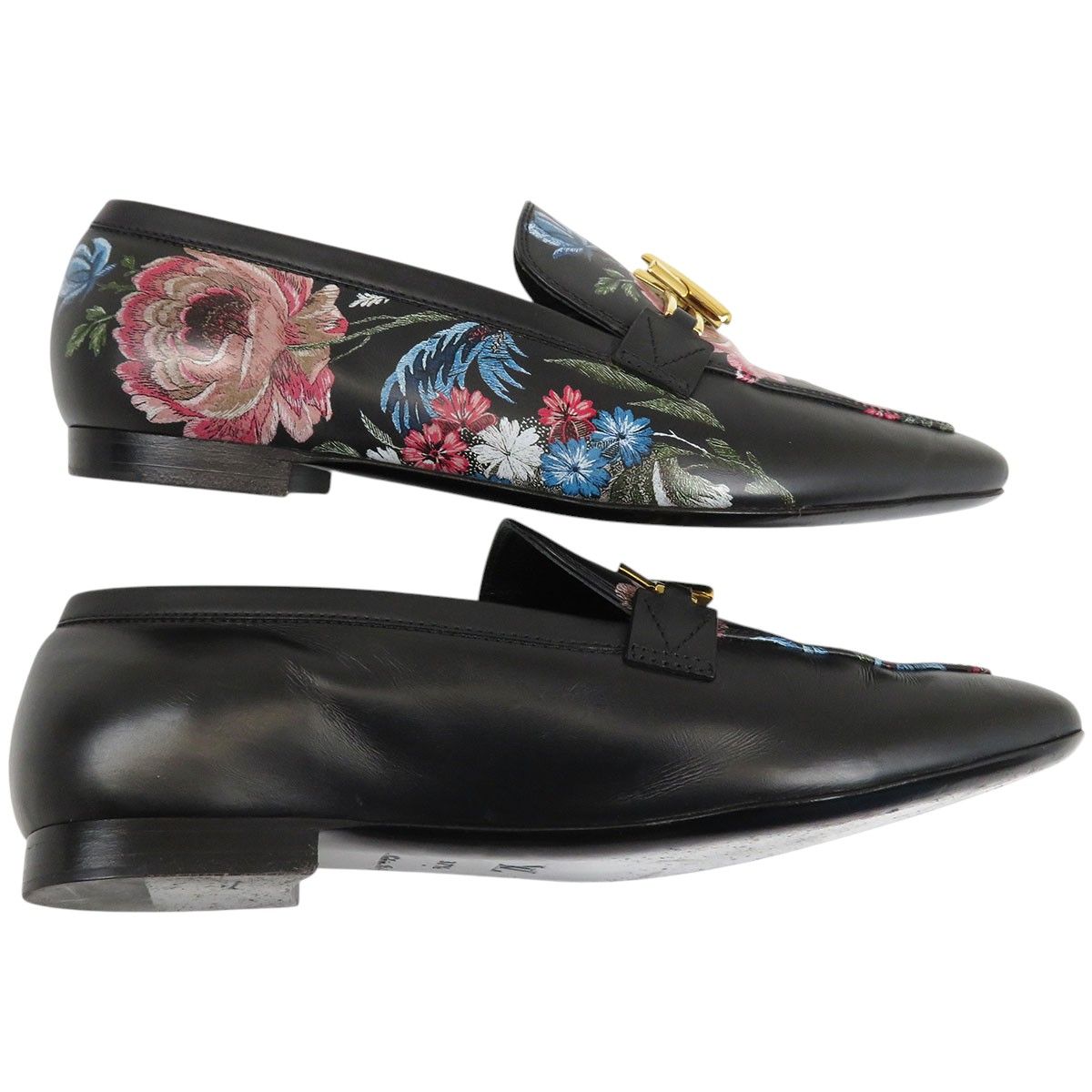 ルイヴィトン アッパーケース ライン ローファー レディース ブラック