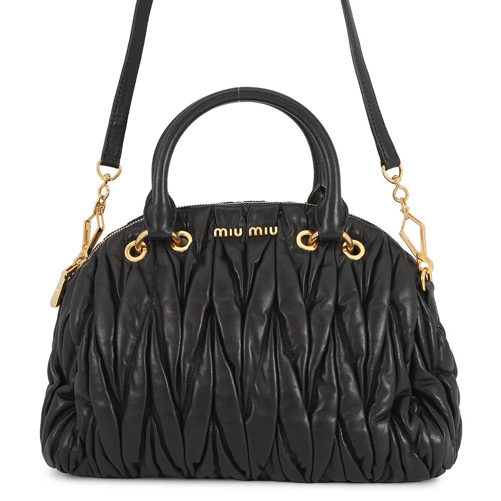 ミュウミュウ ハンドバッグ マテラッセ レザー RL0055 MIUMIU 2way 黒 