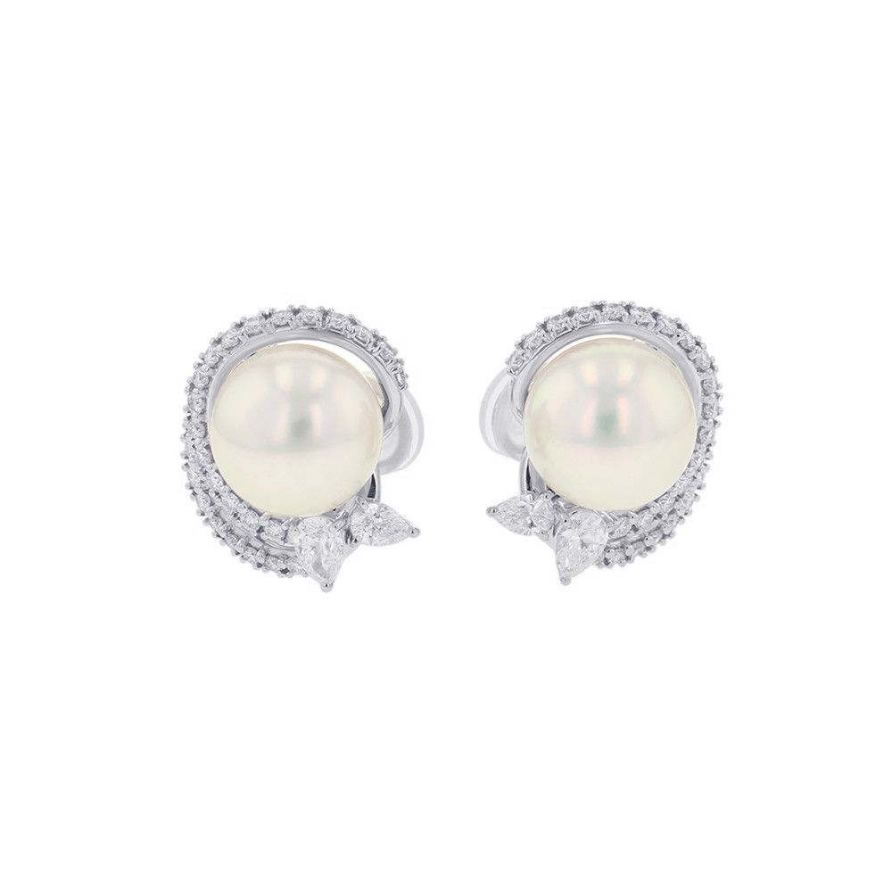 Tasaki earrings, pearls/diamonds, a total of 2.78 carats, Pt900 platinum, TASAKI pearl jewelry