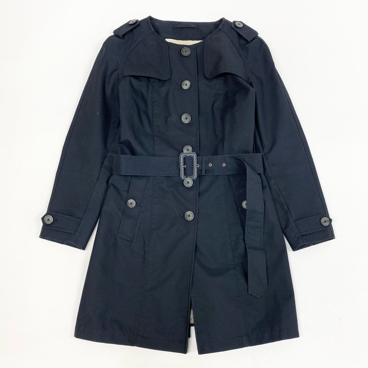 HERNOヘルノ　トレンチコート　ネイビー　46(M) 37a26 HERNO ヘルノ ノーカラー トレンチコート アウター イタリア製