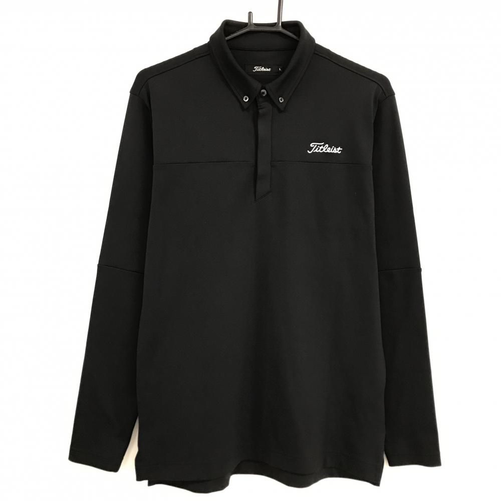 美品】タイトリスト 長袖ポロシャツ 黒 ボタンダウン ロゴ刺しゅう