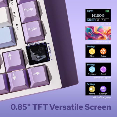  Ajazz AK 820 Pro ゲーミングキーボード 75% ガスケット搭載 メカニカルキーボード TFTスクリーン 3モード Bluetooth 5.1|2.4 Gワイヤレス-Type-C有線 消音フォーム搭載 Whit 5119 f 10 c その他 キッチン 食器