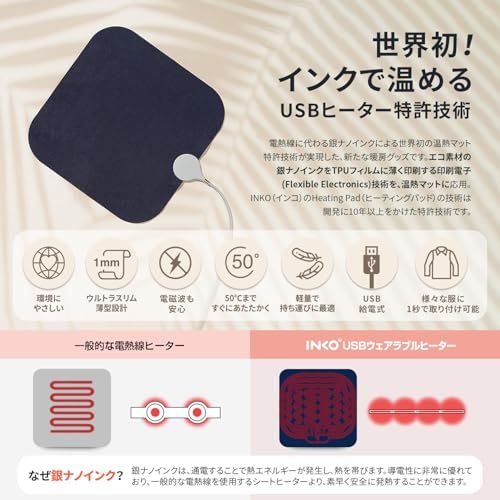 INKO インコ USB ウェアラブルヒーター ネイビー IK 07780 20 cm 57 f 22 ceb その他 キッチン 食器
