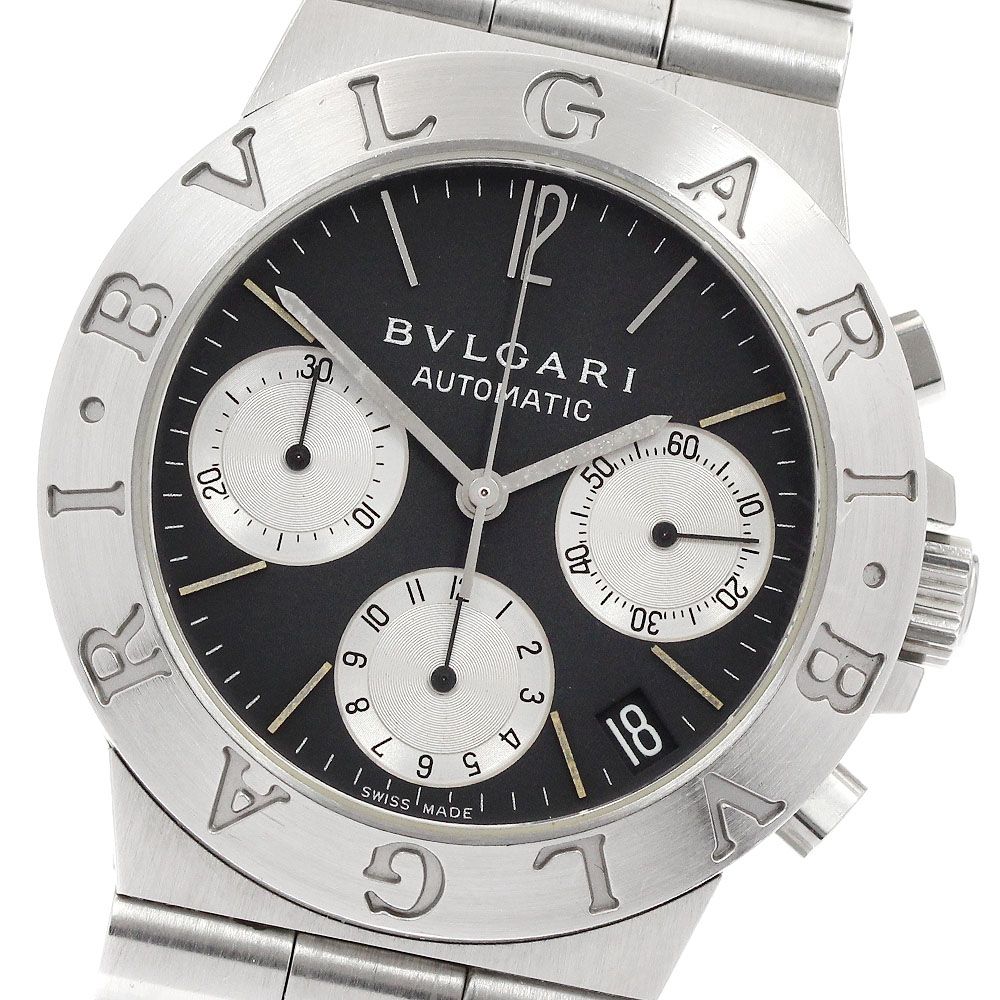 ブルガリ BVLGARI CH35S ディアゴノ スポーツ クロノグラフ デイト 自動巻き メンズ 保証書付き_934011