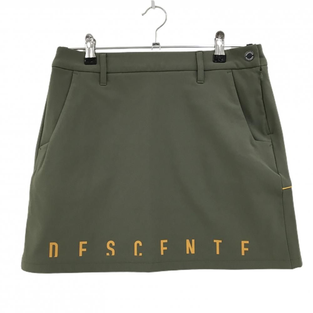 超美品】デサントゴルフ スカート カーキ ロゴオレンジ 裏微起毛