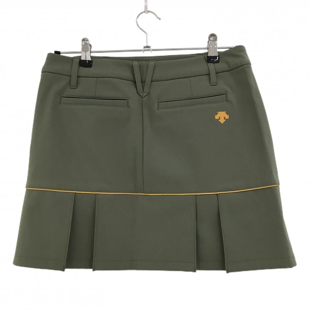 美品✨マークアンドロナ　プリーツ　スカート　ゴルフウェア　Lサイズ　カーキ 超美品】デサントゴルフ スカート カーキ ロゴオレンジ 裏微起毛