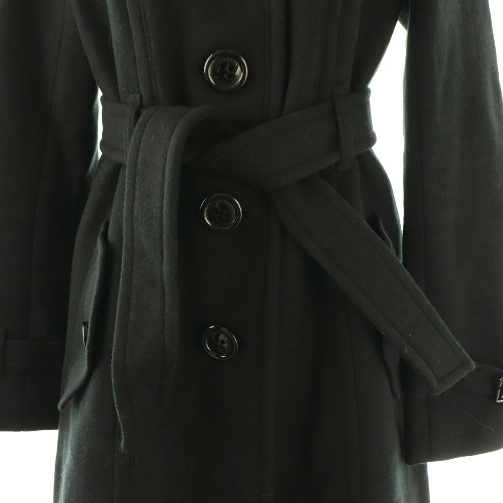 バーバリーブルーレーベル　ブラック ウール ロングコート 　M 38 ファー　黒 バーバリーブルーレーベル ブラック ウール ロングコート M 38 ファー 黒