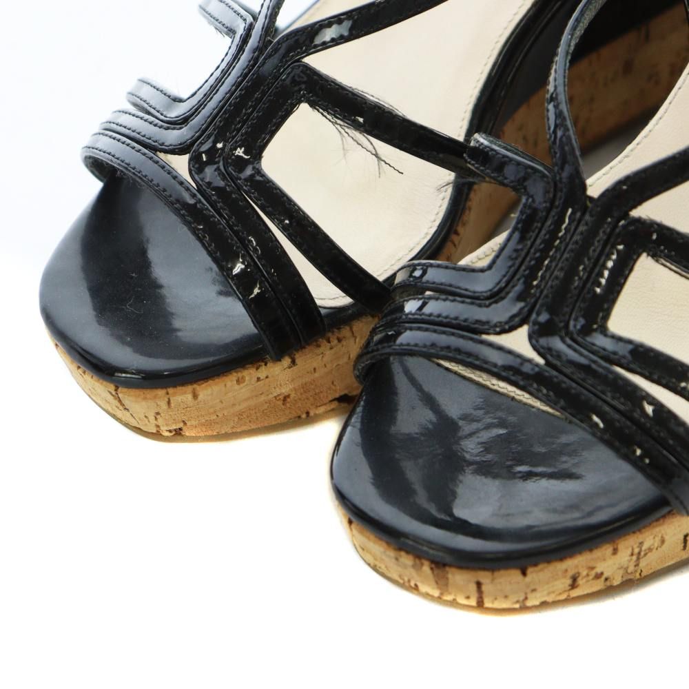 プラダ PRADA ウェッジソール サンダル ストラップ 35.5 22.5cm 黒