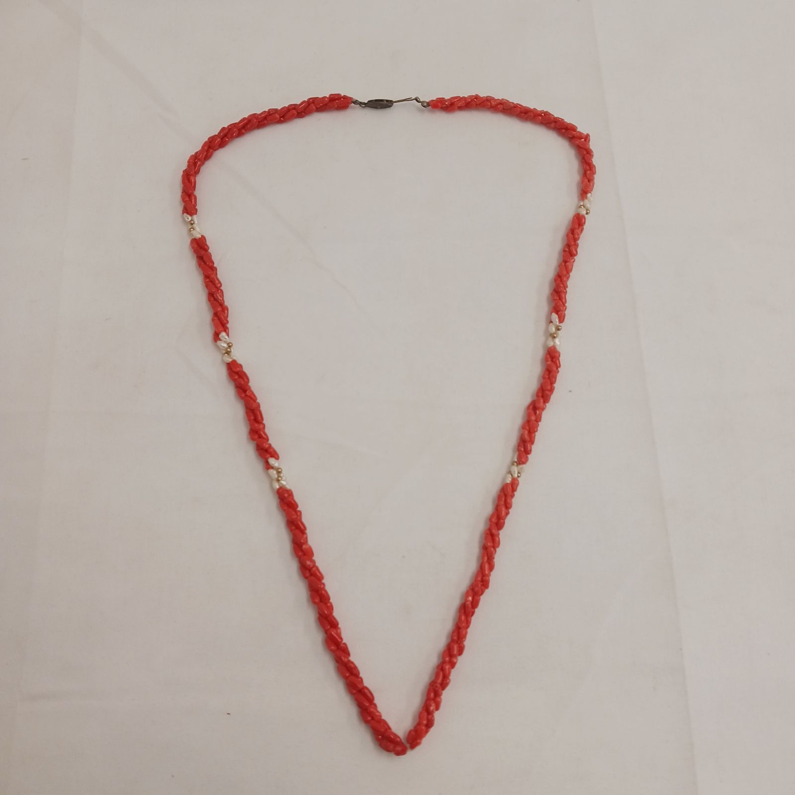 中古品】天然赤珊瑚 3連ネックレス 本珊瑚 全長約75cm 重量42g