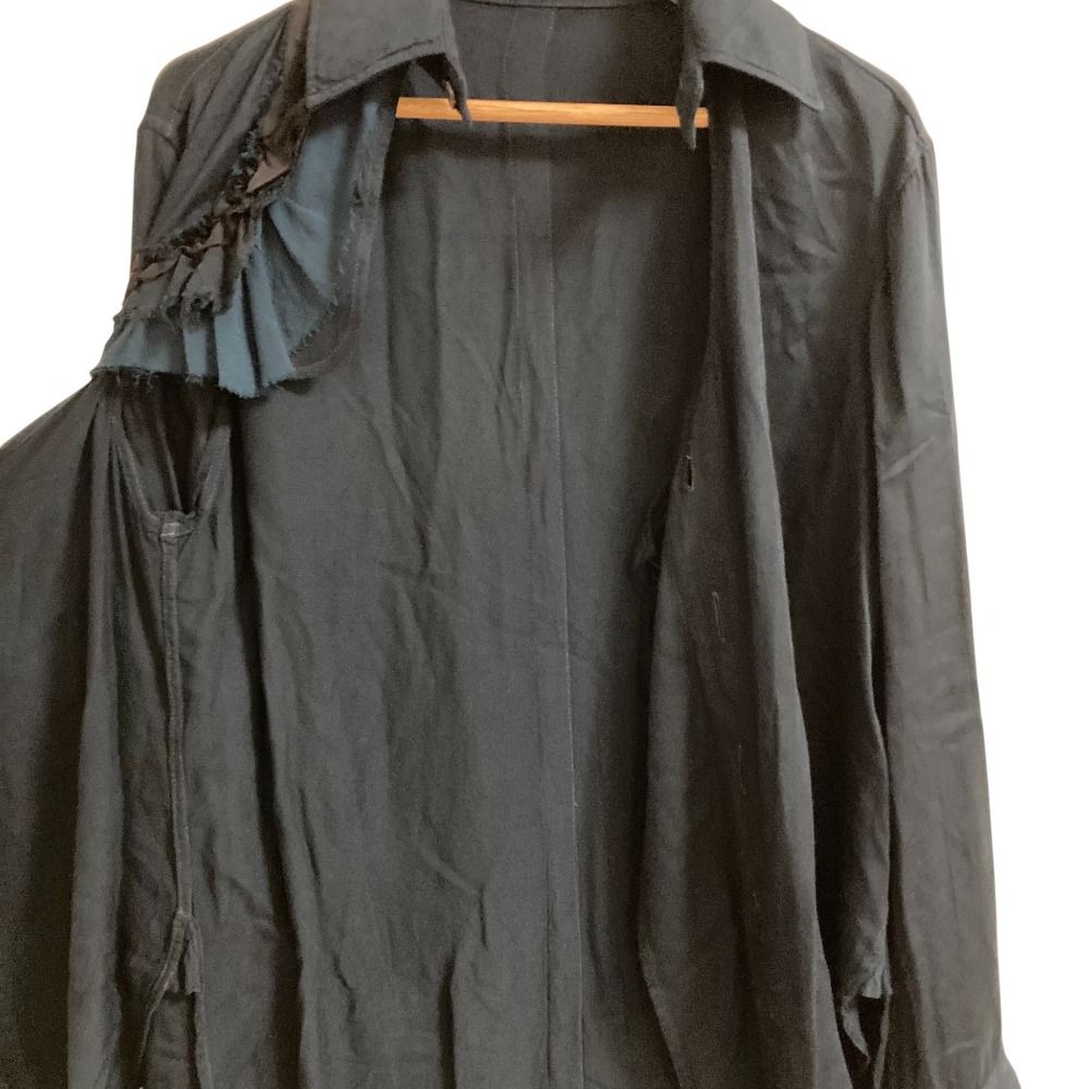 yohji yamamoto フリル付きブラックシャツ サイズ3 yohji yamamoto フリル付きブラックシャツ サイズ3 ヨウジヤマモト
