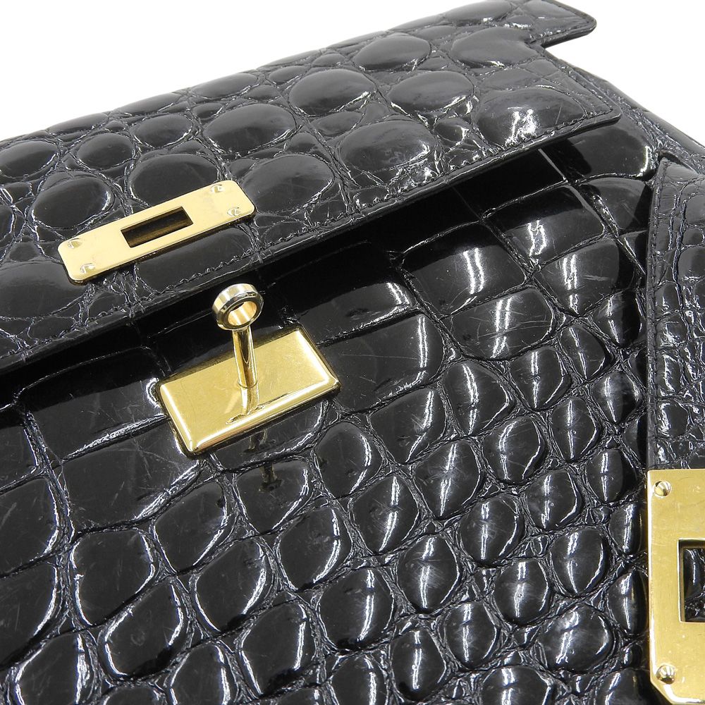 本物保証】 カイヨー KAIYO ハンドバッグ シャイニング クロコダイル