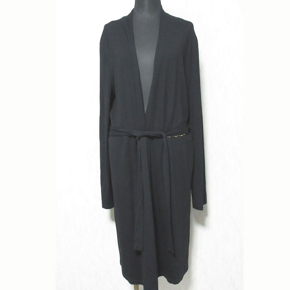 S MaxMara ロングカーディガン 黒 ウエストリボン S MaxMara ロングカーディガン 黒 ウエストリボン