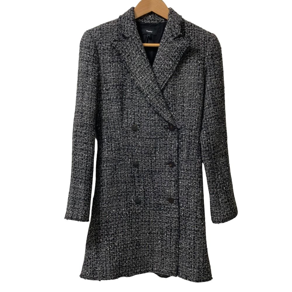 美品 theory セオリー NOELLE TWEED DB BLAZER DR ダブルブレスト