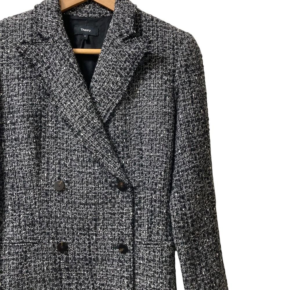 美品 theory セオリー NOELLE TWEED DB BLAZER DR ダブルブレスト
