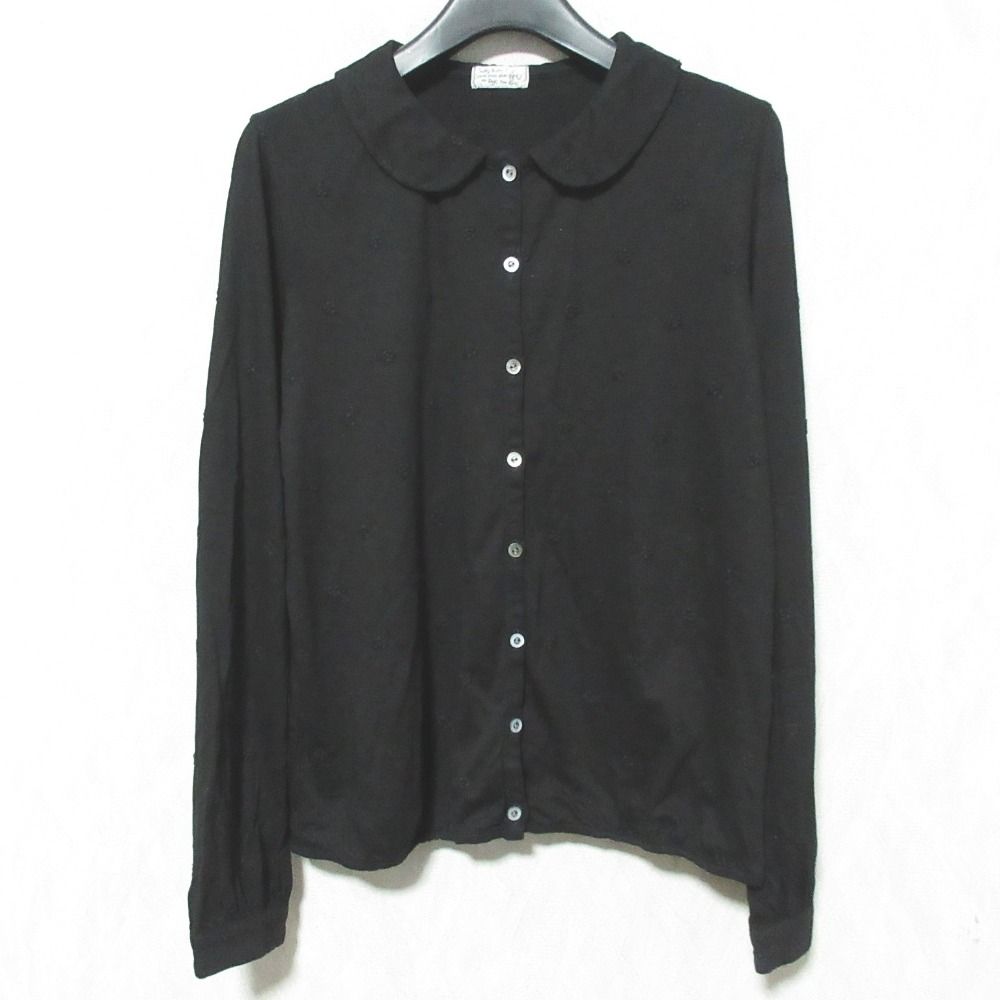 美品 Sally Scott サリースコット 丸襟 刺繍 シャツ ブラウス 57-81