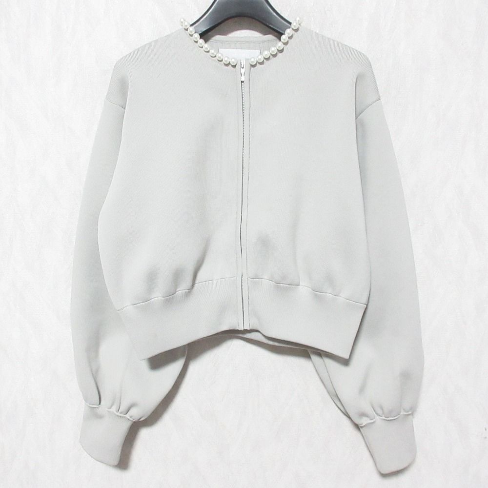 美品 CELFORD セルフォード パール付き クロップドニットブルゾン 