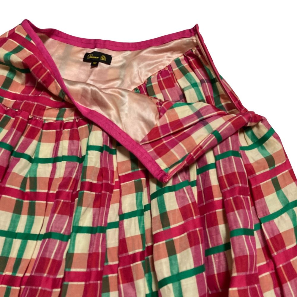 美品 DRAWER ドゥロワー ブロックチェックアシンメトリースカート 6524  