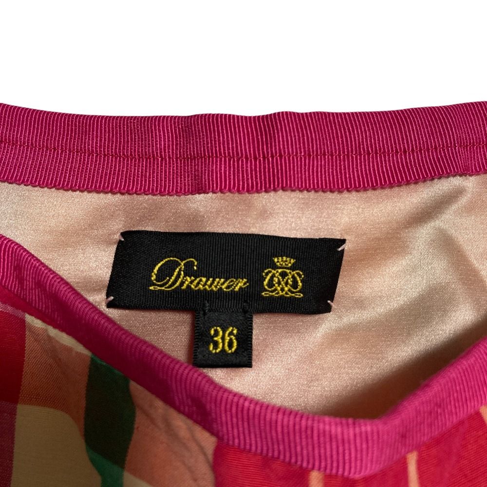 美品 DRAWER ドゥロワー ブロックチェックアシンメトリースカート 6524  