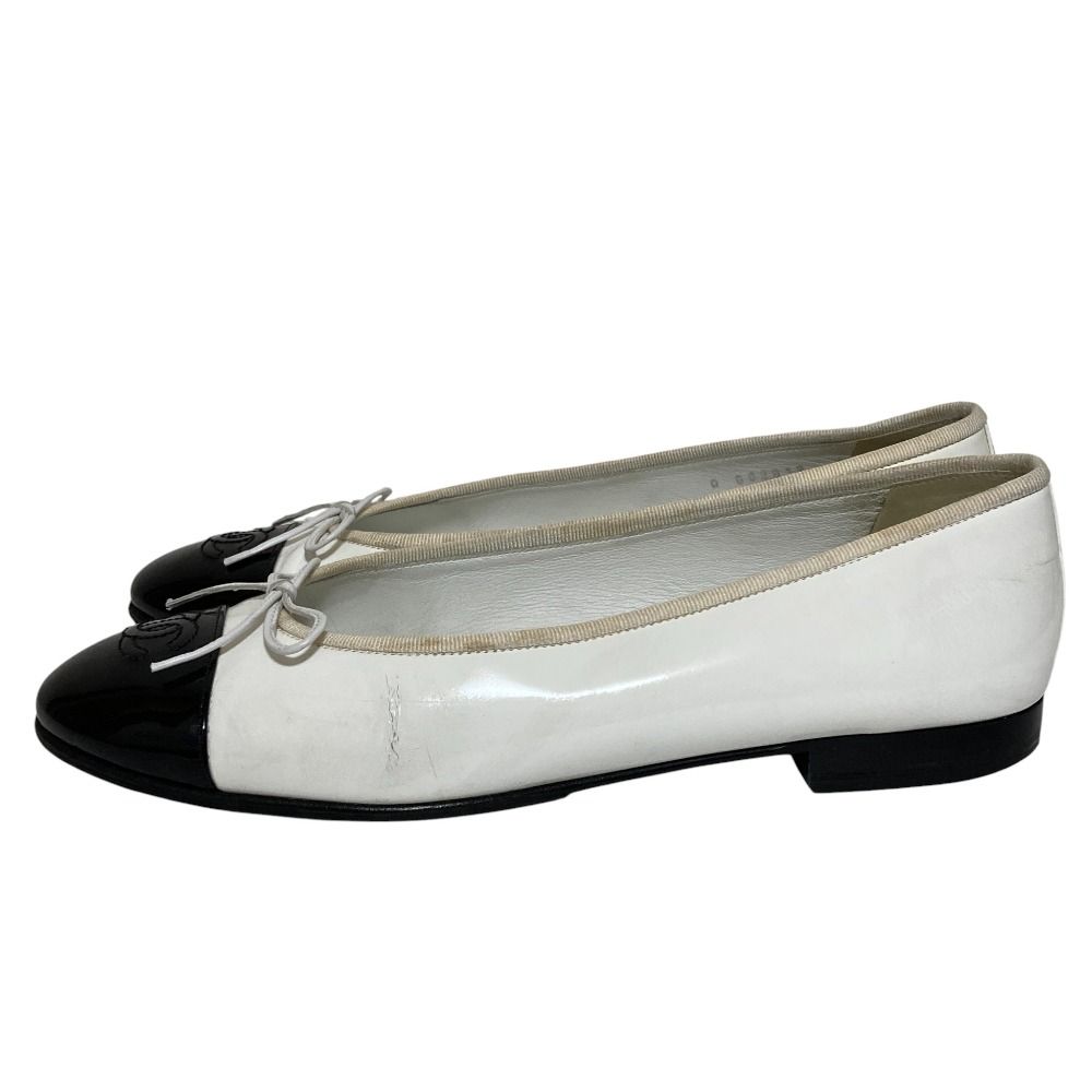 CHANEL バレエシューズ ホワイト/ブラック CHANEL シャネル バイカラー バレエシューズ 39.5C 24.5cm相当