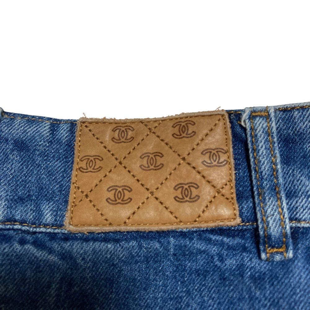 美品 CHANEL シャネル ウォッシュ ワイドデニムパンツ P61315 サイズ34  