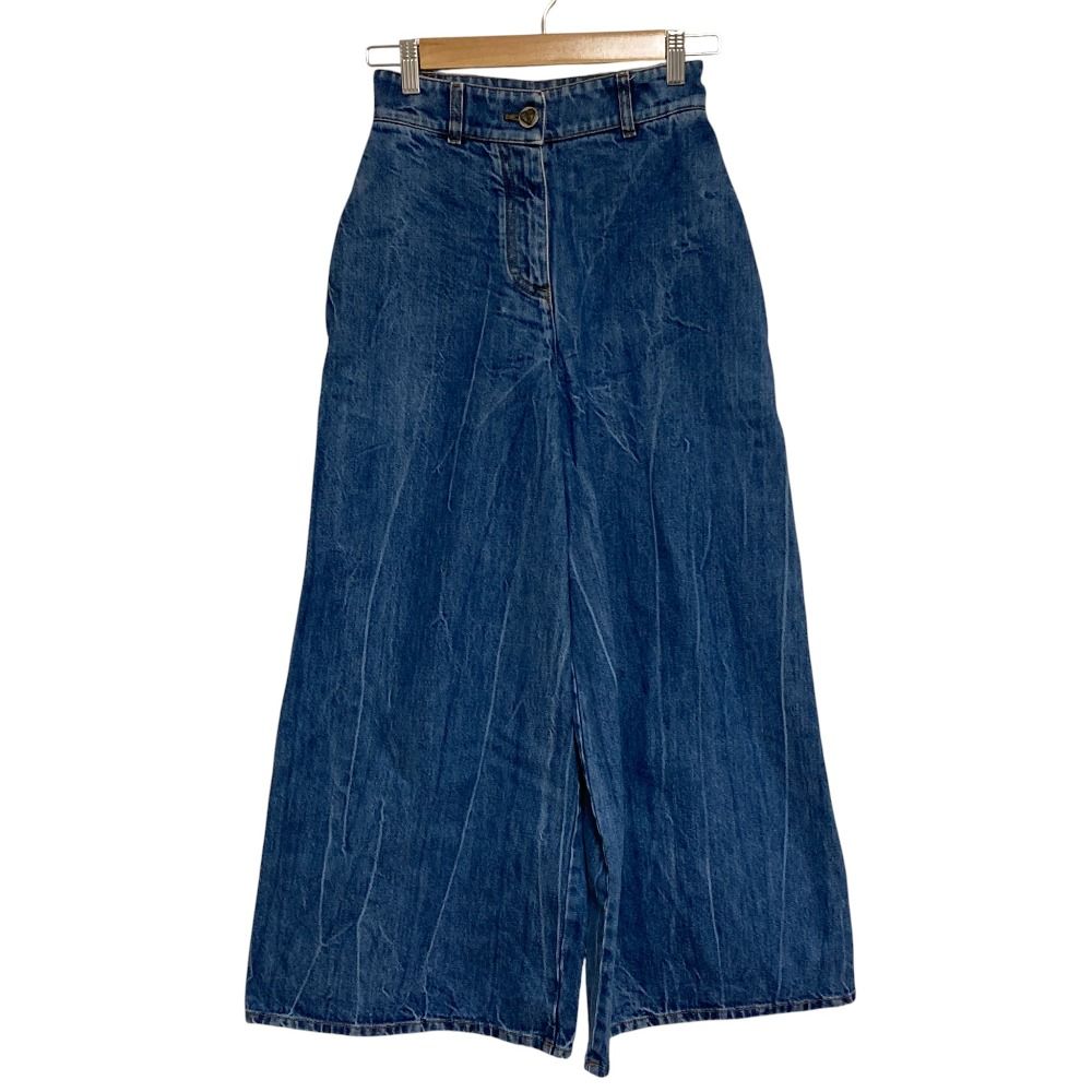 美品 CHANEL シャネル ウォッシュ ワイドデニムパンツ P61315 サイズ34