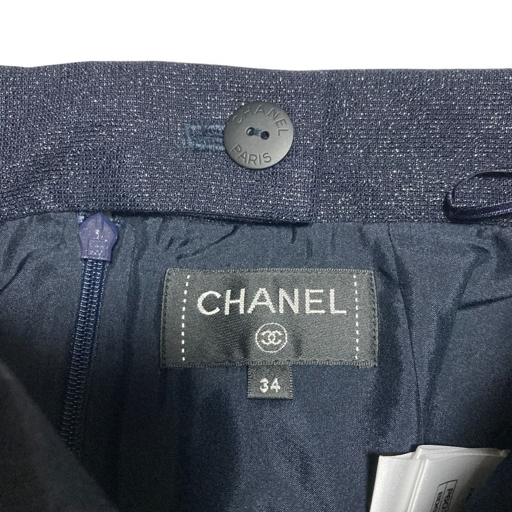 美品 CHANEL シャネル ラメ プリーツスカート P60339 サイズ34