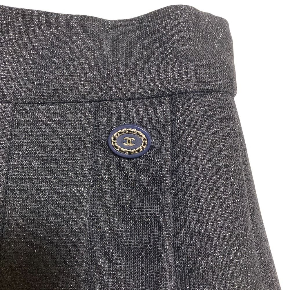 美品 CHANEL シャネル ラメ プリーツスカート P60339 サイズ34  